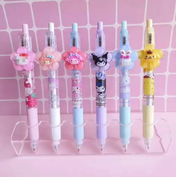 SS 6PCS Set Kawaii Sanrioed Roller Ball Pen Cartoon Anime Stationery Kuromi My Melody 0.5MM Black Student Use