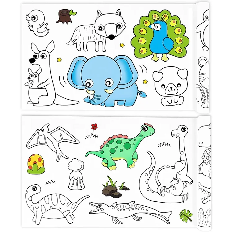 2024 kid toys cheap paper scroll and full  coloring drawing paper wall rolls for child