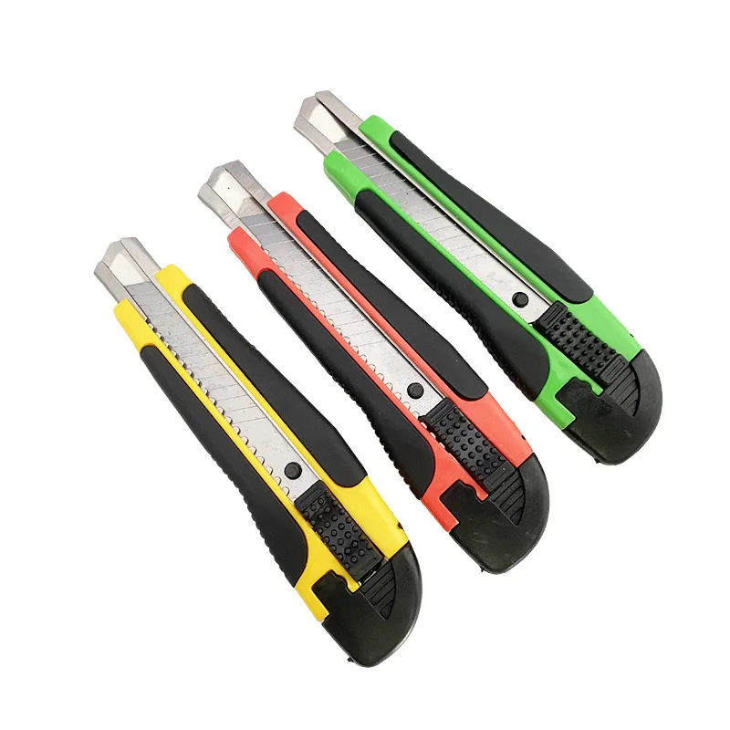 Retractable button/Auto retractable 170*42 ABS Plastic Handle SK5 promotion gift art knives with snap off 18mm SK5 lock blade