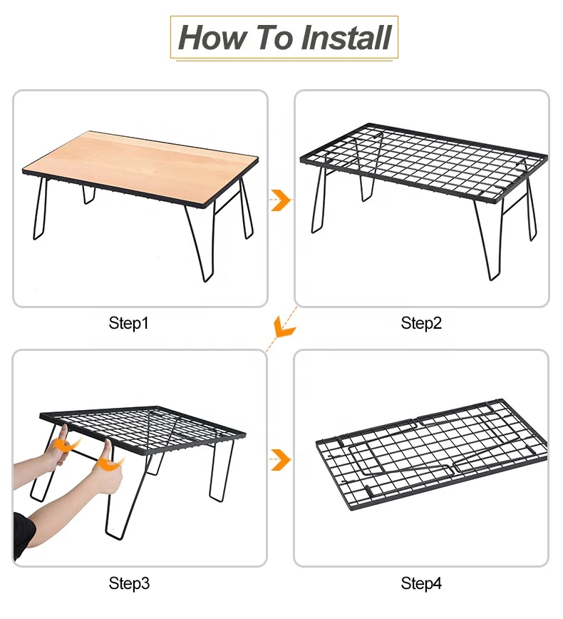 factory custom outdoor easy folding lightweight steel wood camping mini table for picnic