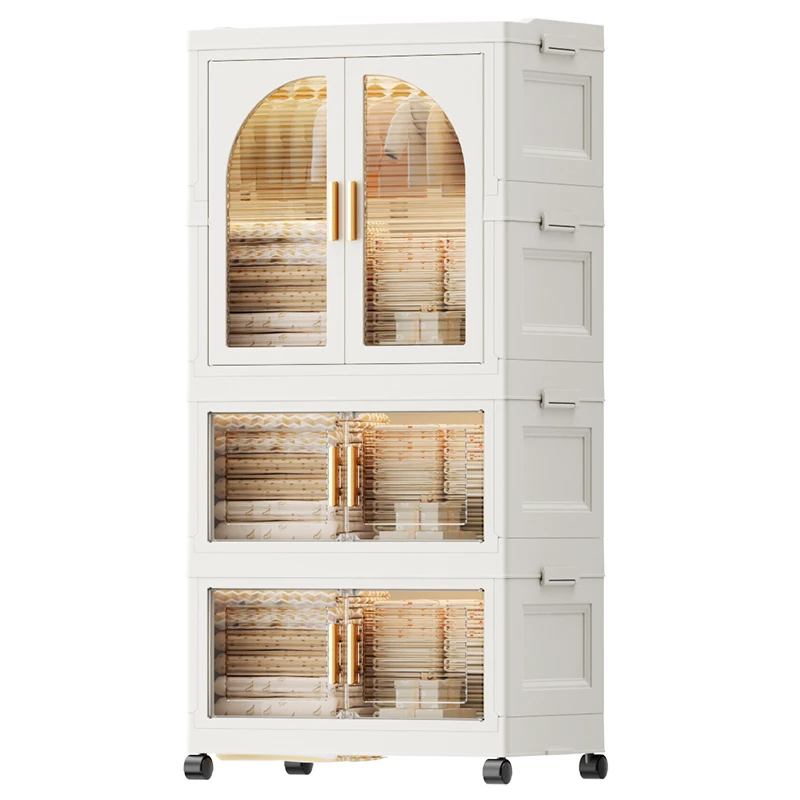 Extra Large Installation Free Foldable Storage Cabinet Plastic Storage Wardrobe For Kids Transparent Storage Cabinet