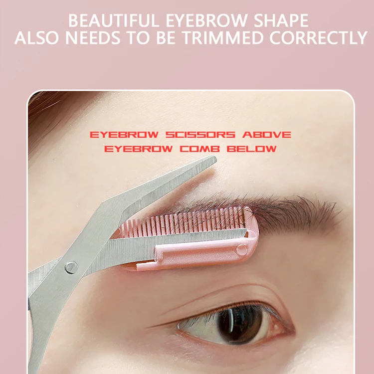 Makeup Tools Eyebrow Trimmer Scissors With Comb Remover Trimming Eyelash Hair Clips Stainless Steel with Logo Customization