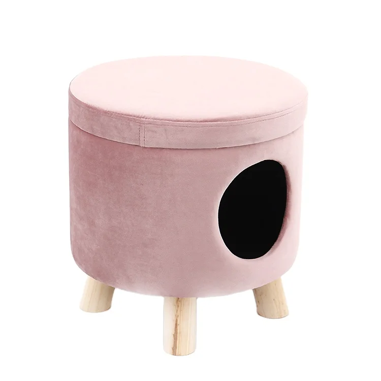 Customized home furniture storage pet ottoman cube foot rest stool for cats and small dogs