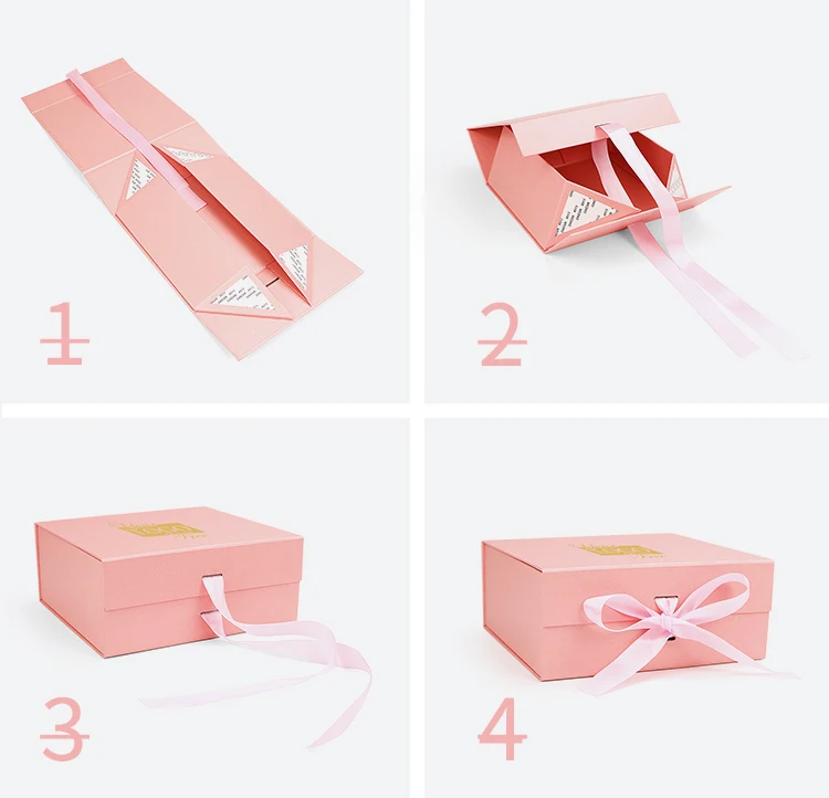 Custom Logo Gold Stamping Luxury Rigid Cardboard Packaging Paper Wig Large Gift Boxes With Changeable Ribbon Folding Carton Bag