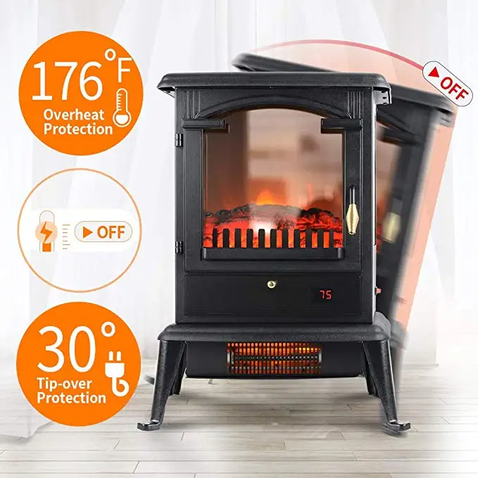 Custom Freestanding Stove 3 Sided 1500w Portable Glass Room Heater Electric Fireplace Stove