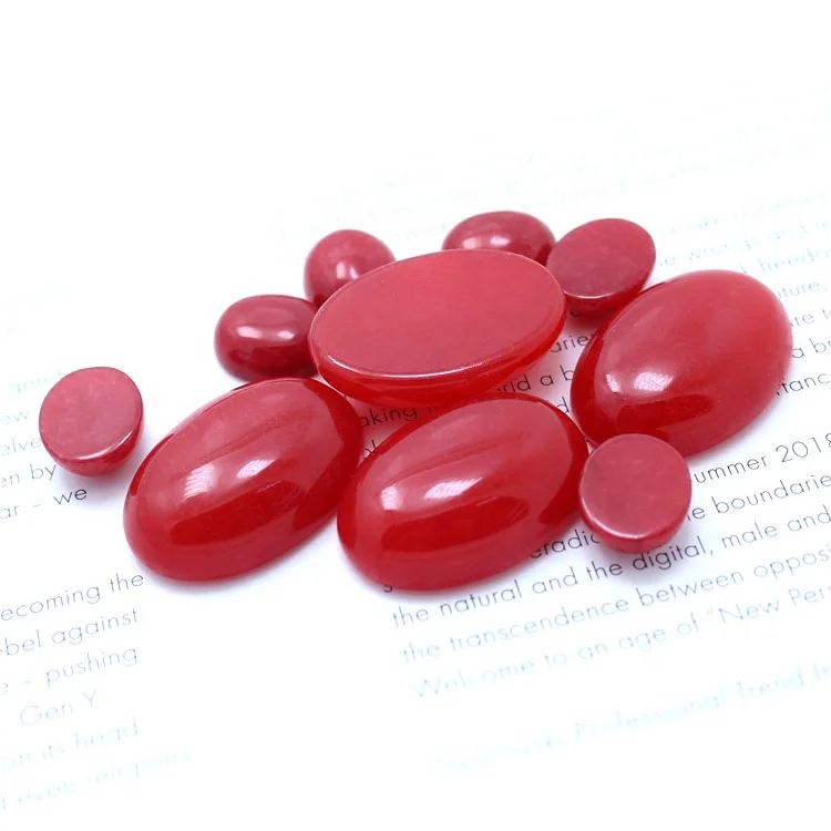 China manufacturer loose natural red jade oval cabochon stone red jade oval cabochon for ring