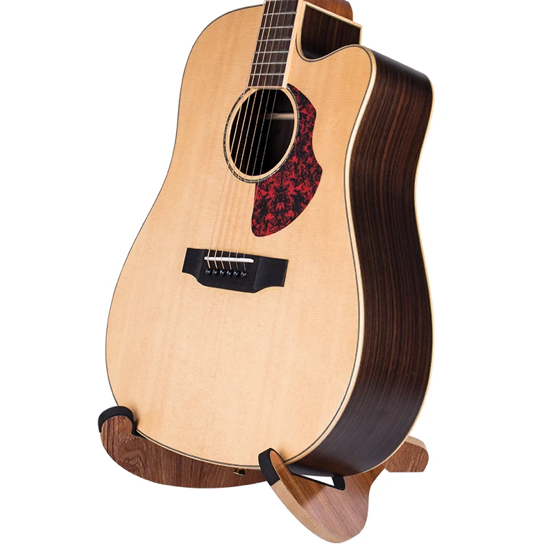 Guitar Stand DDP RTS Custom Wooden Floor Wood Musical Instruments Portable Red Acoustic Guitar, Electric Guitar Wheeling Stand