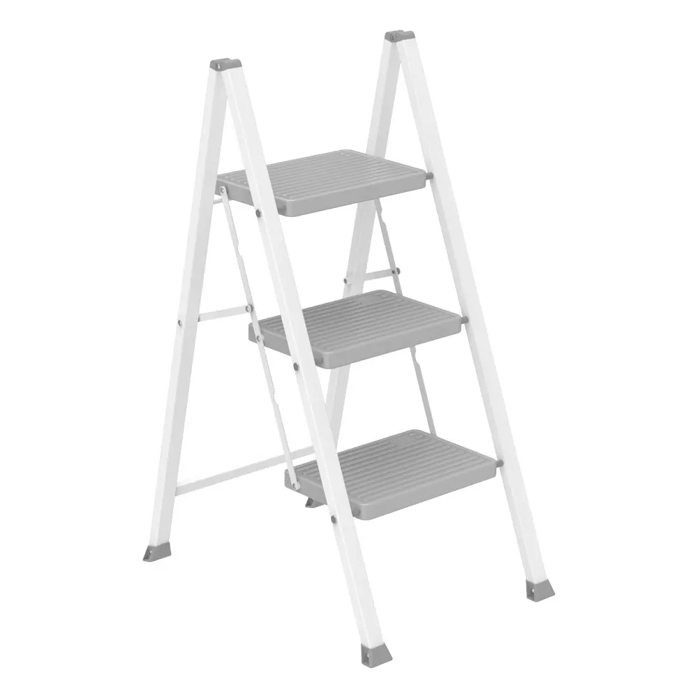 Ladder manufacturer safety black 3 steps stool chair Indoor home use foldable iron metal ladder for sale