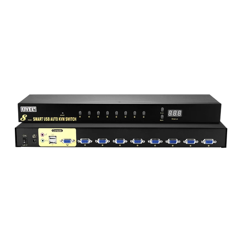 Factory OEM 8 port Automatic USB VGA KVM switch high quality  8 input 1 output with usb hub support 1920X1440@60HZ