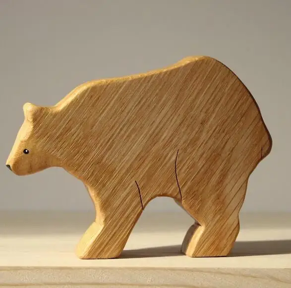 Wooden Forest animals set Educational Wardorf toys bear hare fox animal toy set