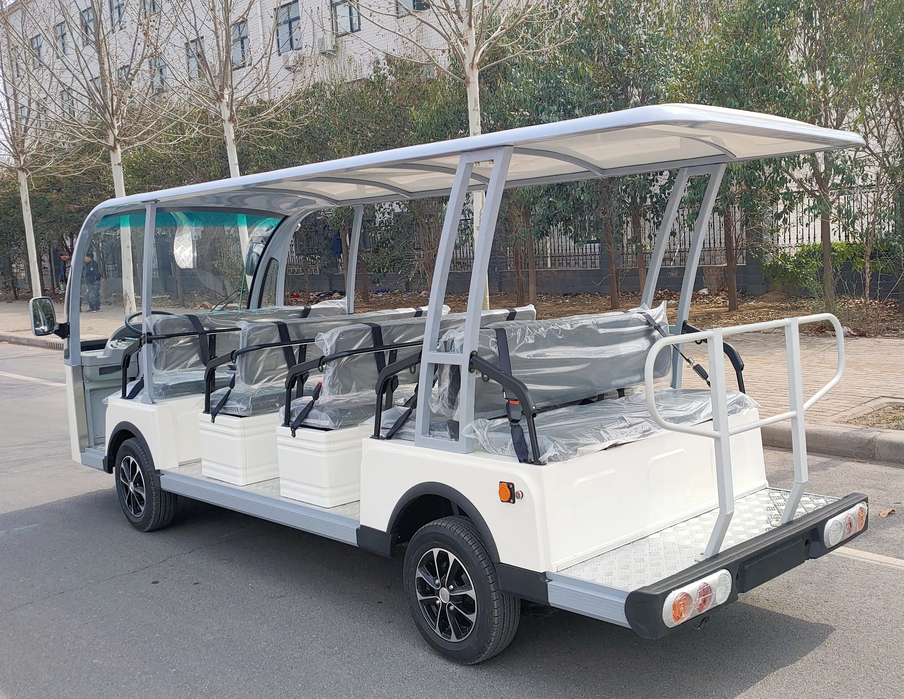 Electric sightseeing bus long-term supply 14 seats open tour bus campus bus quality assurance LM-GD14A