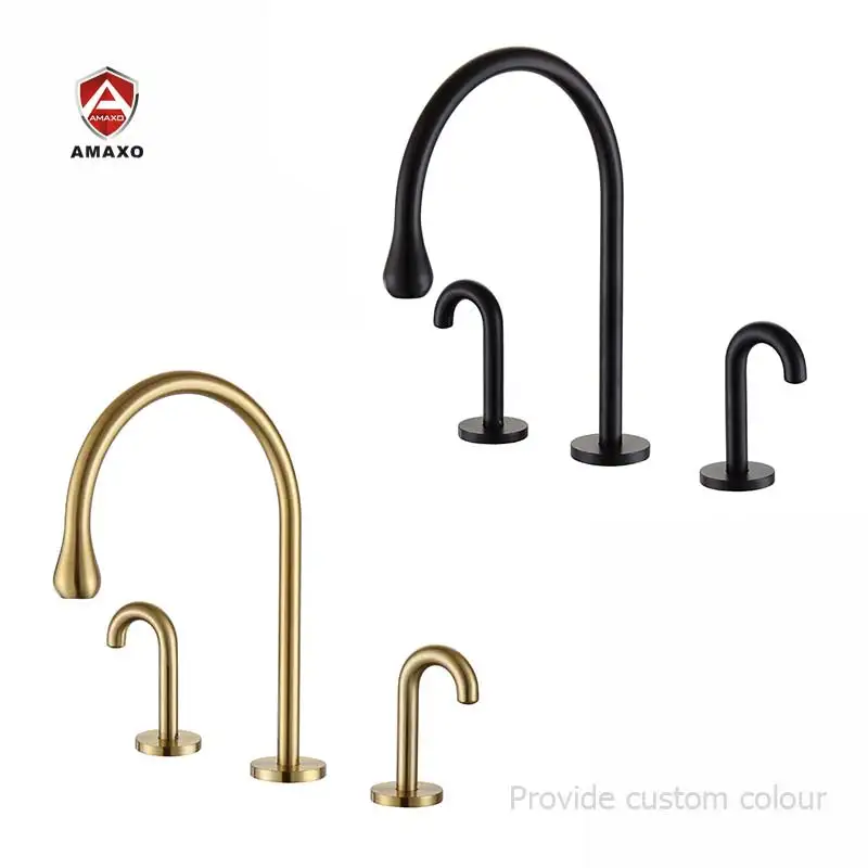 Basin Mixer Faucet Brass Main Body Brass Alloy Handle Anti-fingerprint Brushed Gold Color Hot And Cold Bathroom Basin Faucet