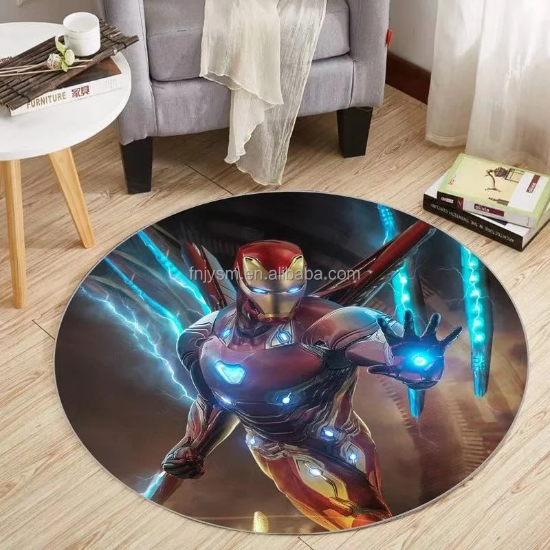 Iron Man cartoon carpet Boy bedroom Large area living room fully made bed side carpet Marvel carpet