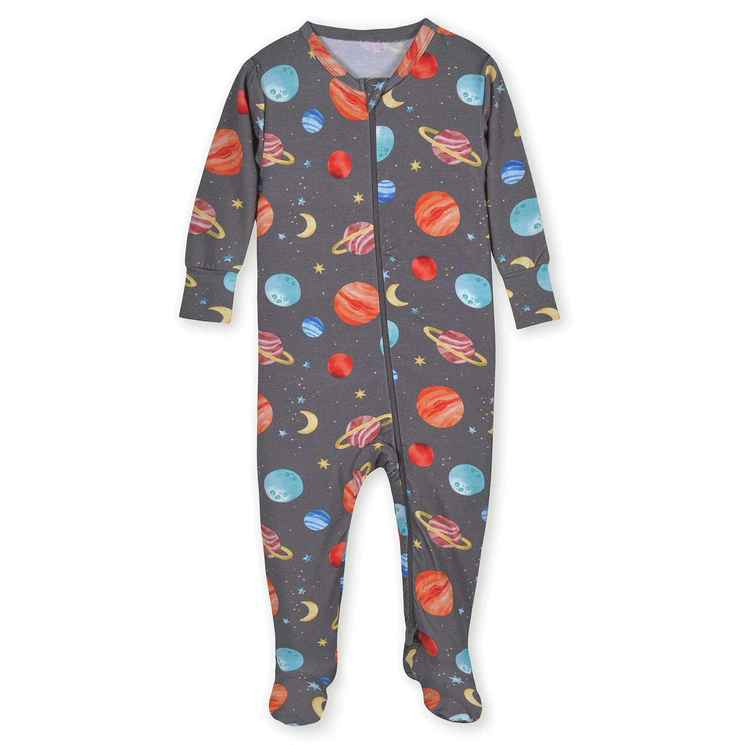Outer SpaceCustom OEM 95% Bamboo Viscose 5% Spandex Baby Romper Clothes With OEKO Reactive Digital Printing Pajamas