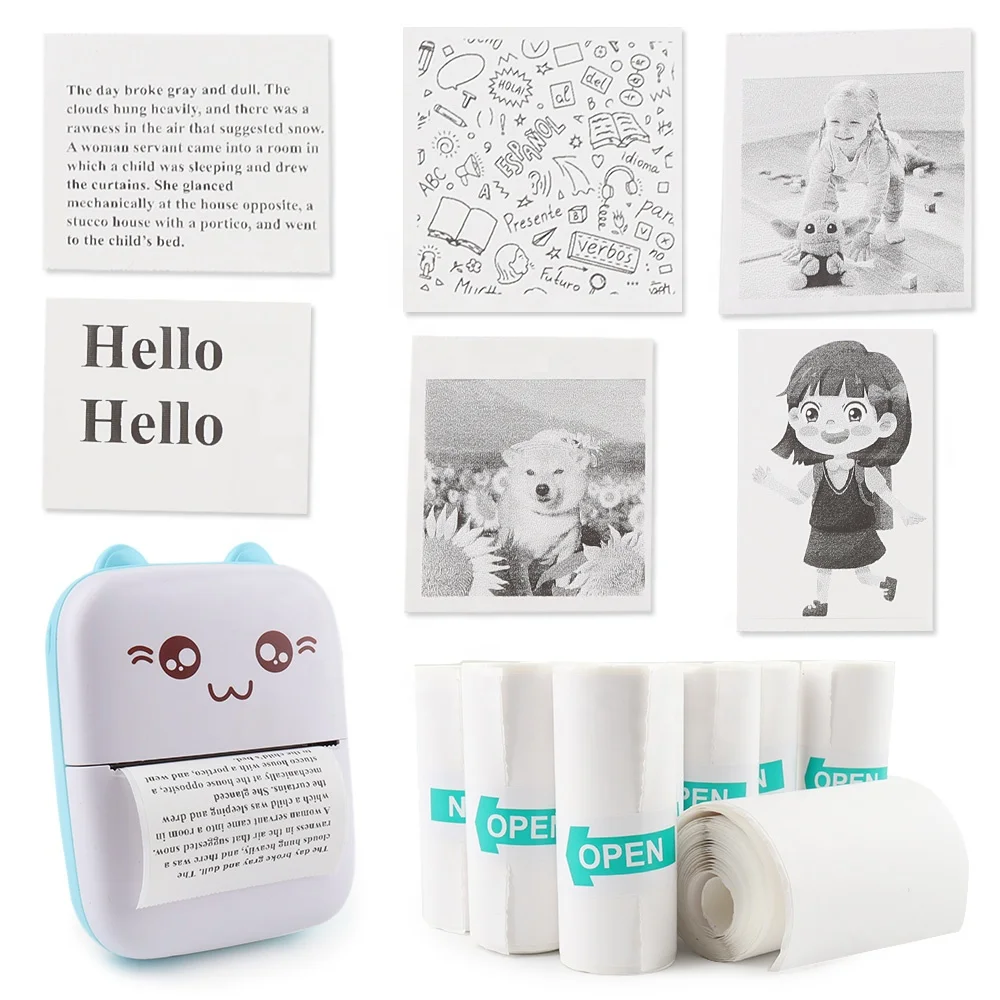 10rolls Mini Printer Paper, Self Adhesive Thermal Paper Printable Sticker Paper For Pocket Thermal Printer