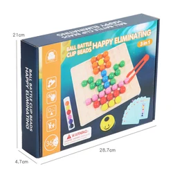 3 in 1 Montessori Sensory Toy For Children Test Tube Clip Bead Elimination Game Fine Motor Training Education Rainbow Wooden