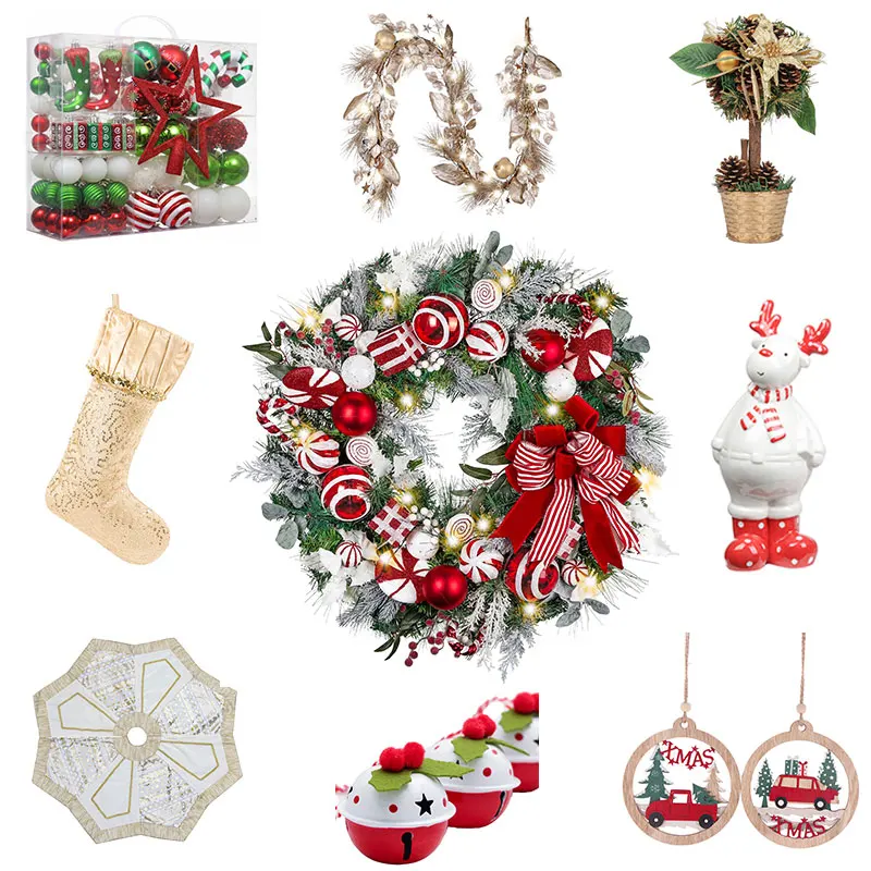 EAGLEGIFTS Luxury Modern Red Coronas Navida Holiday Craft Supplies Small Artificial Rattan Pine Christmas Wreath Door Decoration