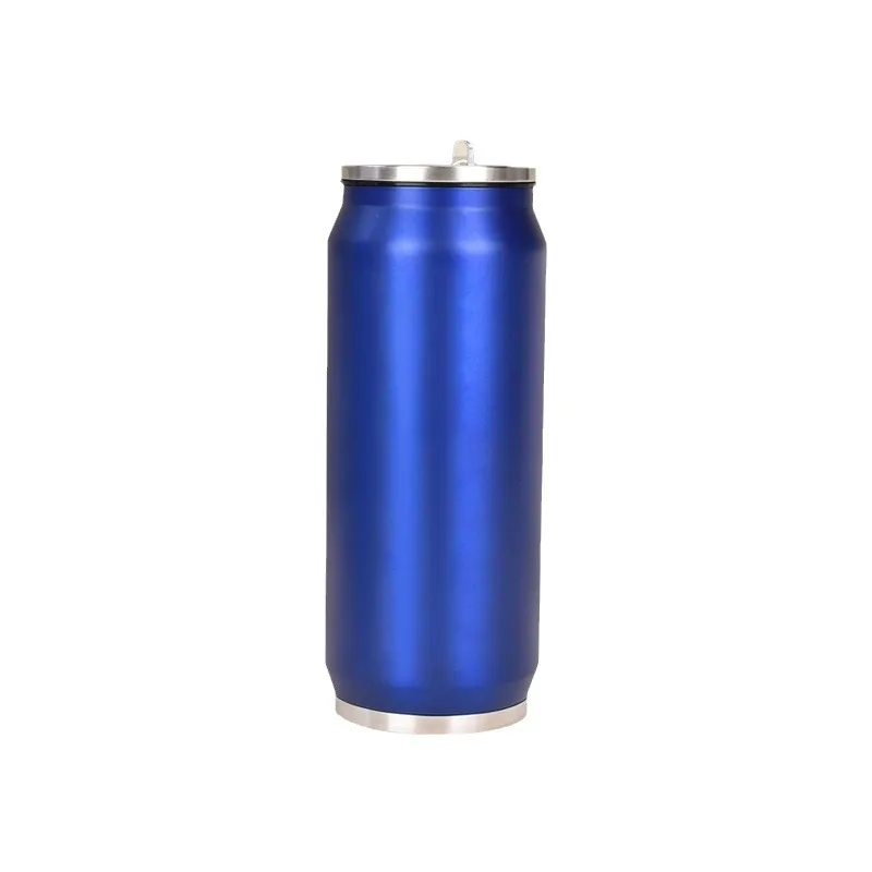 Stainless Steel Double Wall Vacuum 500 ml  Cola Soda Cokes Can Bottle Thermos Water Bottle With Flip Lid And Straw