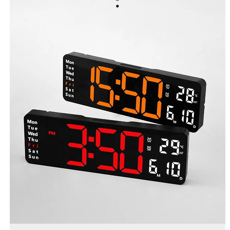 12 inch Amazon  selling Wall alarm clock with  Two Alarm  Temperature  Date and 12/24H