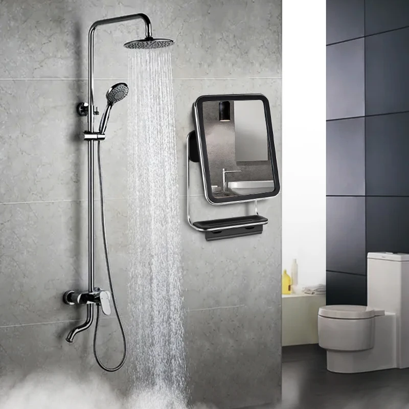 Greenfrom New Design Square Single Side Bathroom Anti Fog Shower Vanity Wall Mounted Makeup Mirror With Shaving