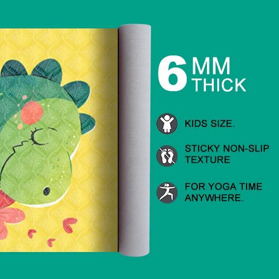 SANFAN Natural Eco Friendly Tpe Yoga Mat For Kids Kids Size Yoga Mat 6mm Thick Fun Colors & Designs