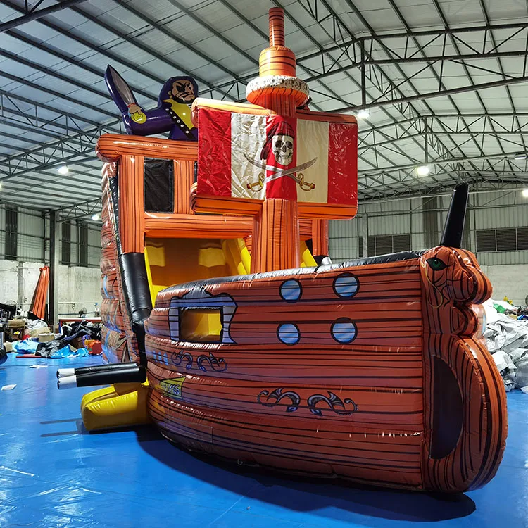 Popular giant trampoline and pirate ship bouncer inflatable titanic slide for sale