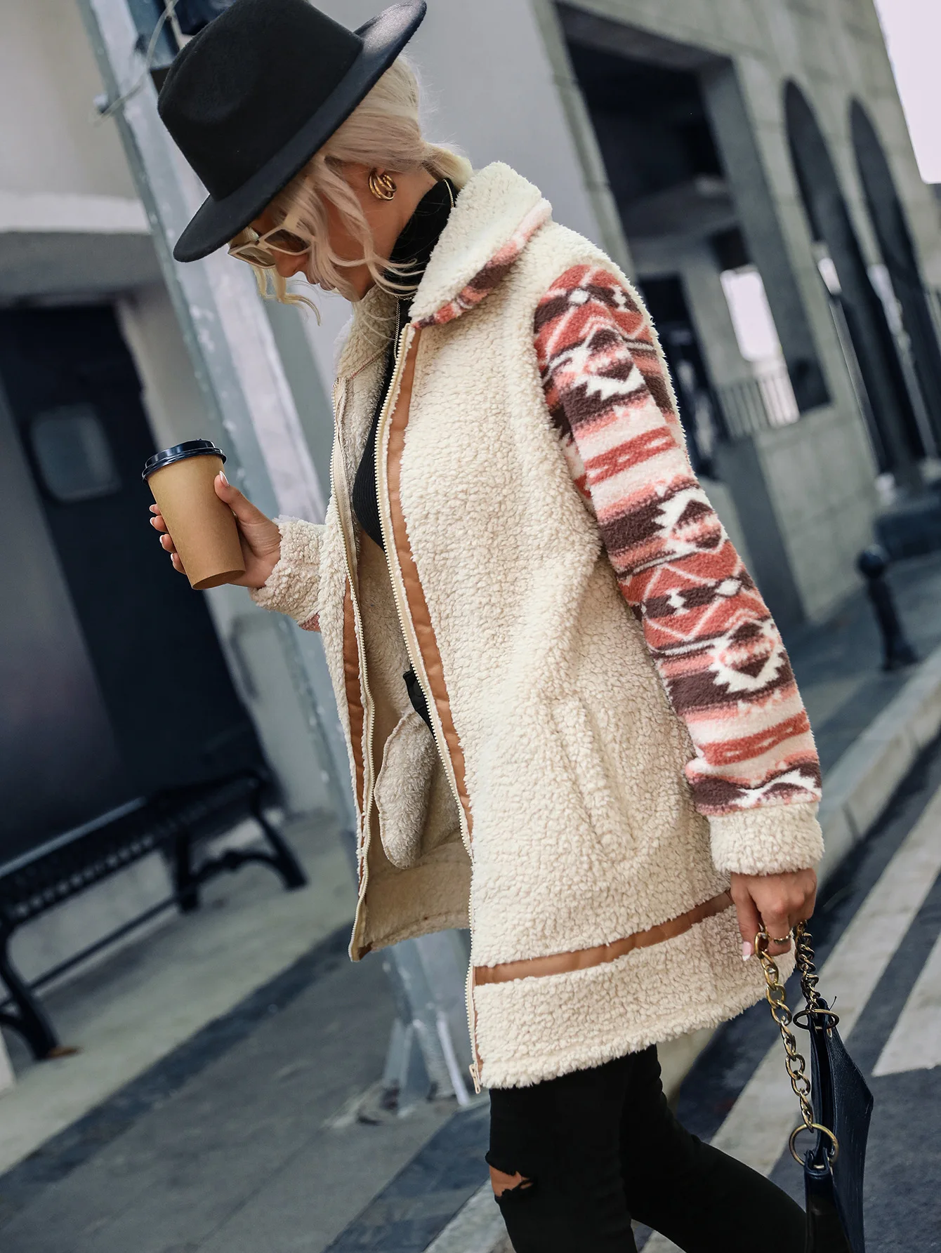 DAMOCHIC Custom Woman Winter Jacket and Coat Long Fleece Plush Zipper Overcoat Patchwork Casual Wool Trench Coat Women 2023