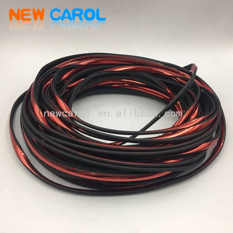 Red Chrome U shape Car Auto Door Decorative Edge Trim Rubber PVC EPDM Seal Strip