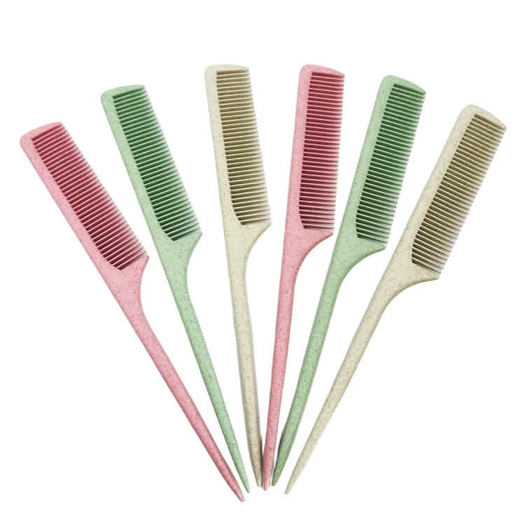 Eco-friendly Wheat Straw Highlight Hair Comb Hair Styling Combs for Highlights Custom Plastic Cutting Comb Customized Packing