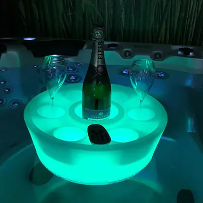 IP68 Swimming Pool Waterproof Led Serving Tray Pool Led Wine Tray White Plastic Cocktail Wine LED Ice Buckrt