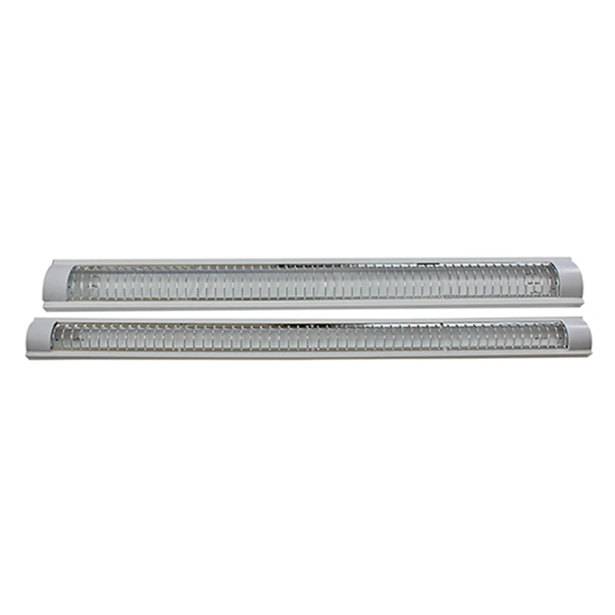 China Factory T8 T5 Single Double Tube Dustproof Grille Plastics Cover Workshop LED Fluorescent Fitting