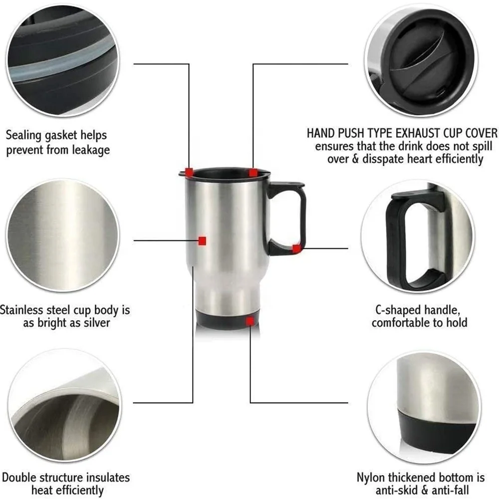 CL1C-E04-A Comlom 14oz Personalized White Insulated Stainless Steel Auto Travel Mug Car Cup Gift Tumbler