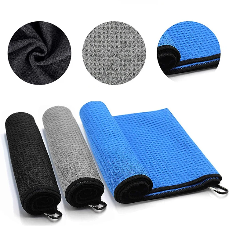 Hot Sale Design Logo Printed Super Absorbent Microfiber Waffle Weave Magnetic Golf Towel