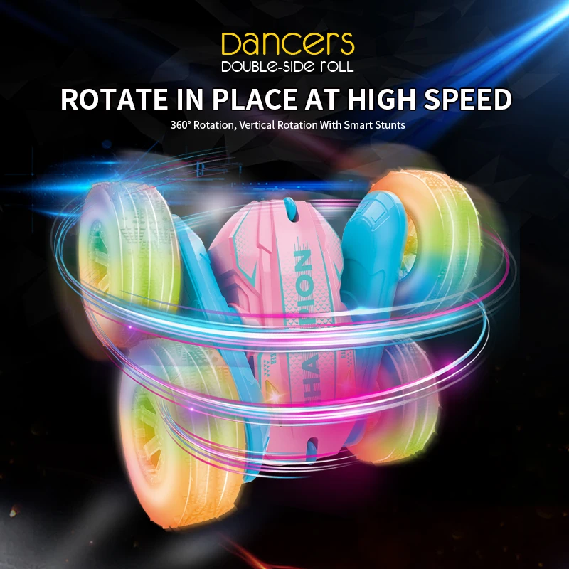 2025 New Arrival Global Drone 328-1 338-1 RC stunt rolling car with light Double Side driving Radio Control Toy car for Kids