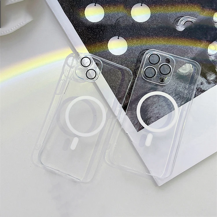 Beauty luxury pc crystal clear magnetic phone case for iPhone 14 13 12 pro max magsafe designer transparent cell cover wholesale