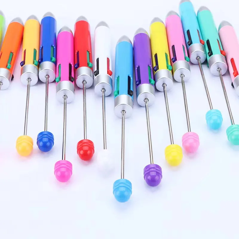 Hot Sale Amazon TikTok creative ballpoint Plush Pens Diy Pencil Accessories Metal Ballpoint  Premade Four color pen