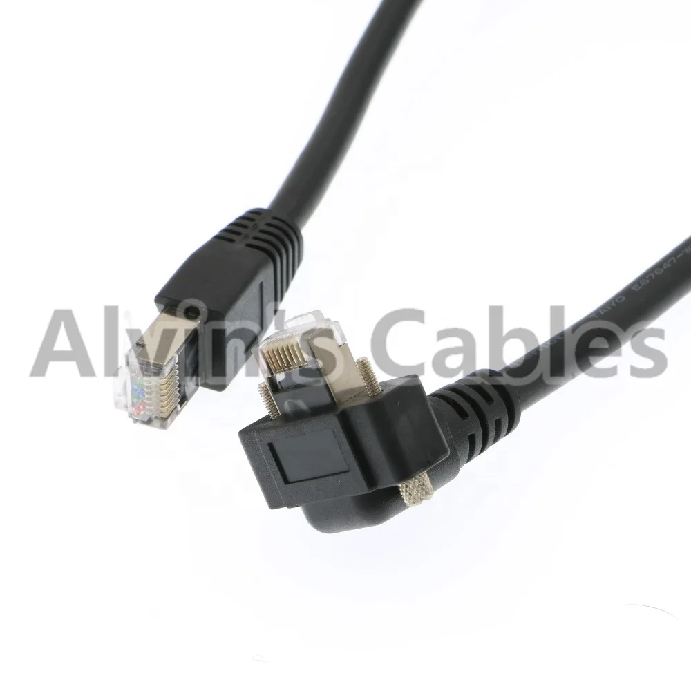 
GigE Cat6 Screw Lock horizontal Right Angle RJ45 DrC Cable for Basler Cameras 