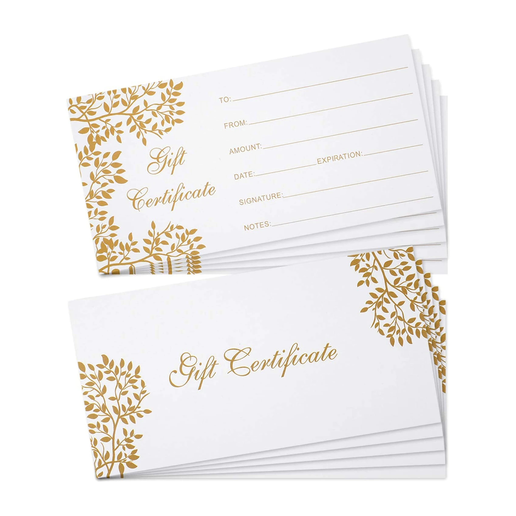 High Quality 50Pcs Blank Gift Certificate Cards Greeting Vouchers Custom for Business