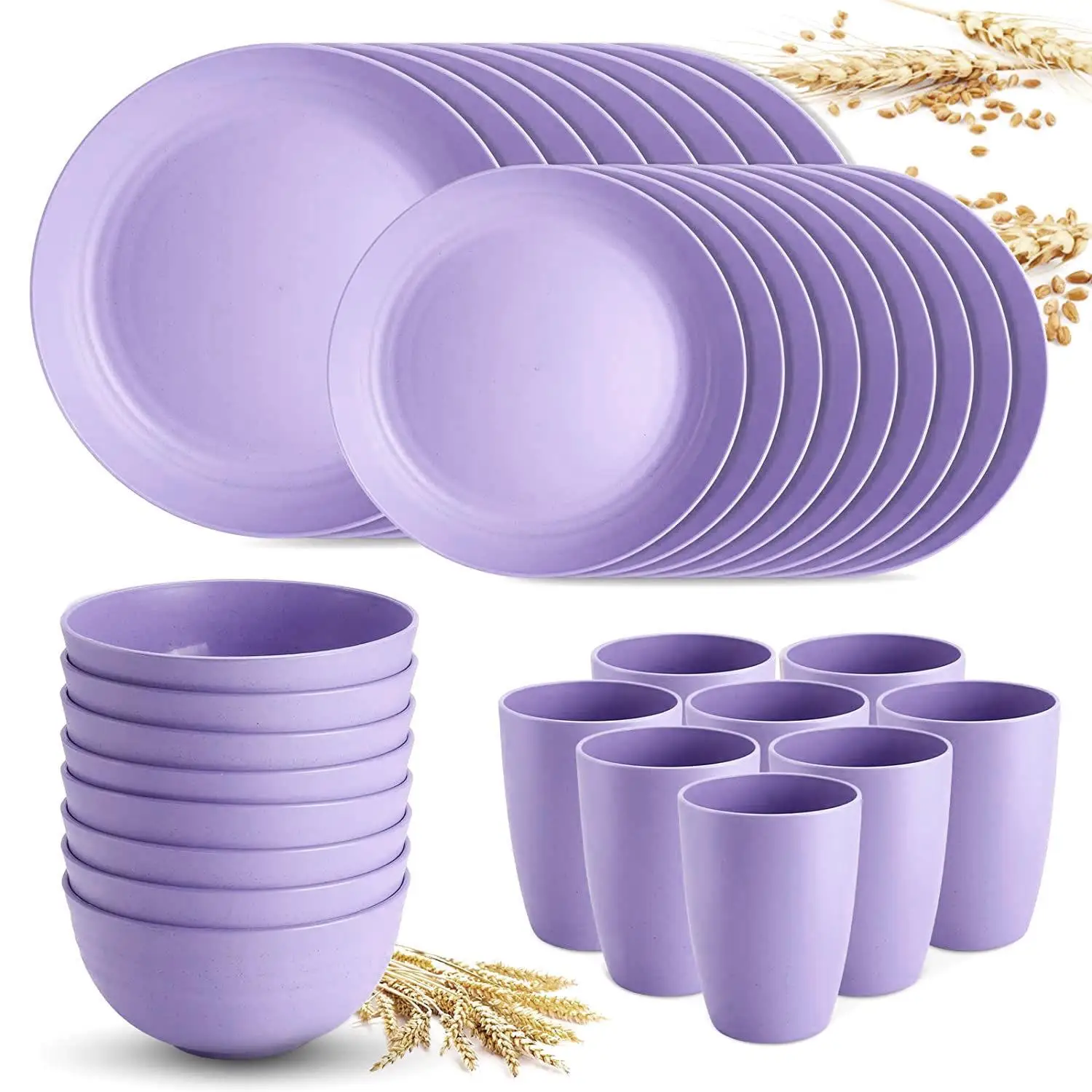 bowl dish plate creative wheat straw Plate and Bowl Cup round household outdoor picnic tableware unit