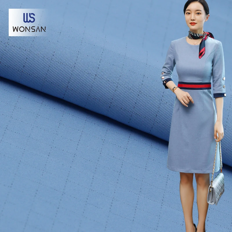 100%Polyester Conductive Filament Yarn Check Fabric Flight attendant and work uniform fabric