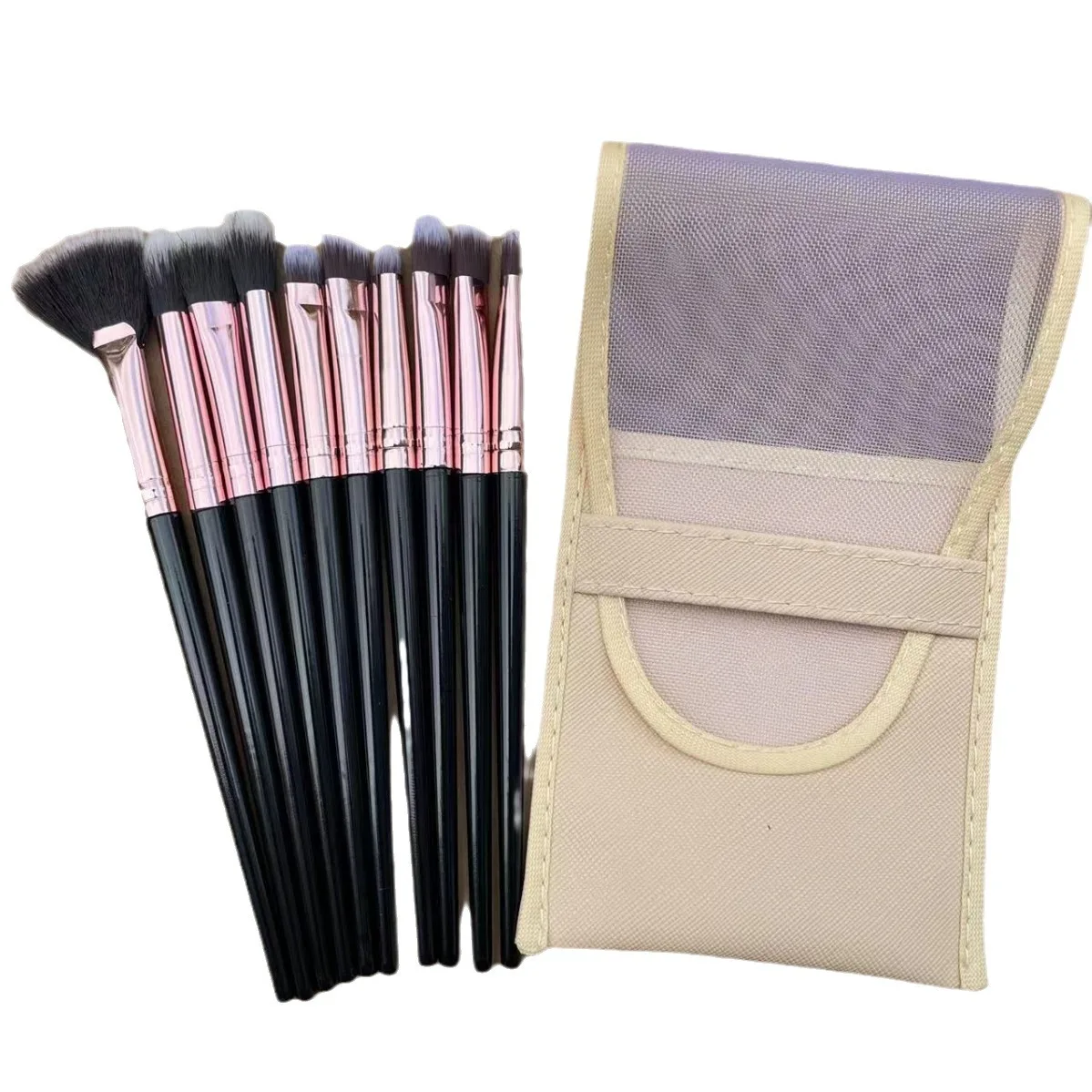 Professional 10 Eye Brush Set Fiber Wool Plastic Handle Thickened Aluminum Tube Concealer Eye Shadow Brush Makeup Tools