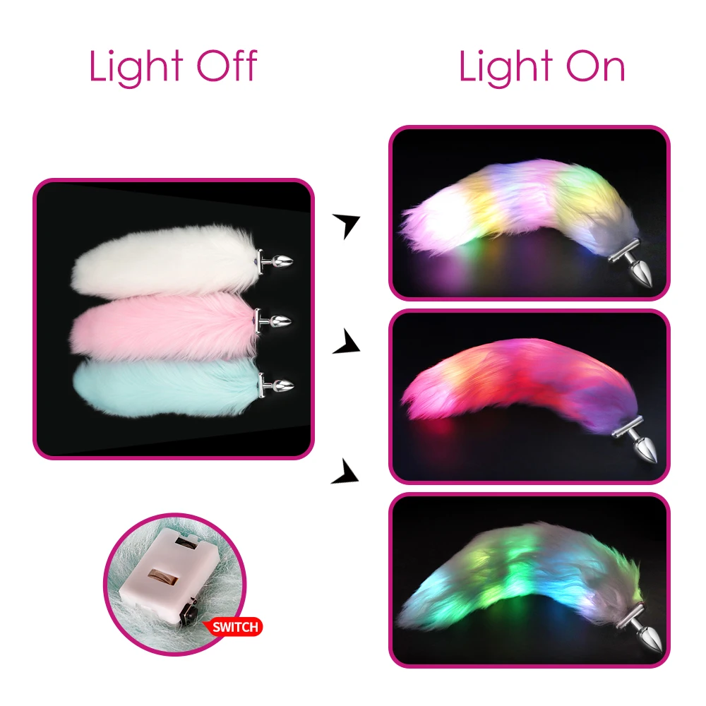 2021 New bdsm Shapeable Detachable LED Cosplay Fox Tail Anal Butt Plug but plug with Tail for anal sex toys