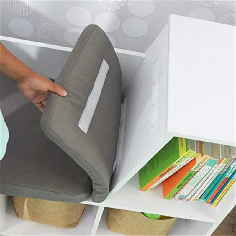 Children wooden book shelf kids mdf bookshelf bedroom toy storage cabinets bookcase with cushion for kids