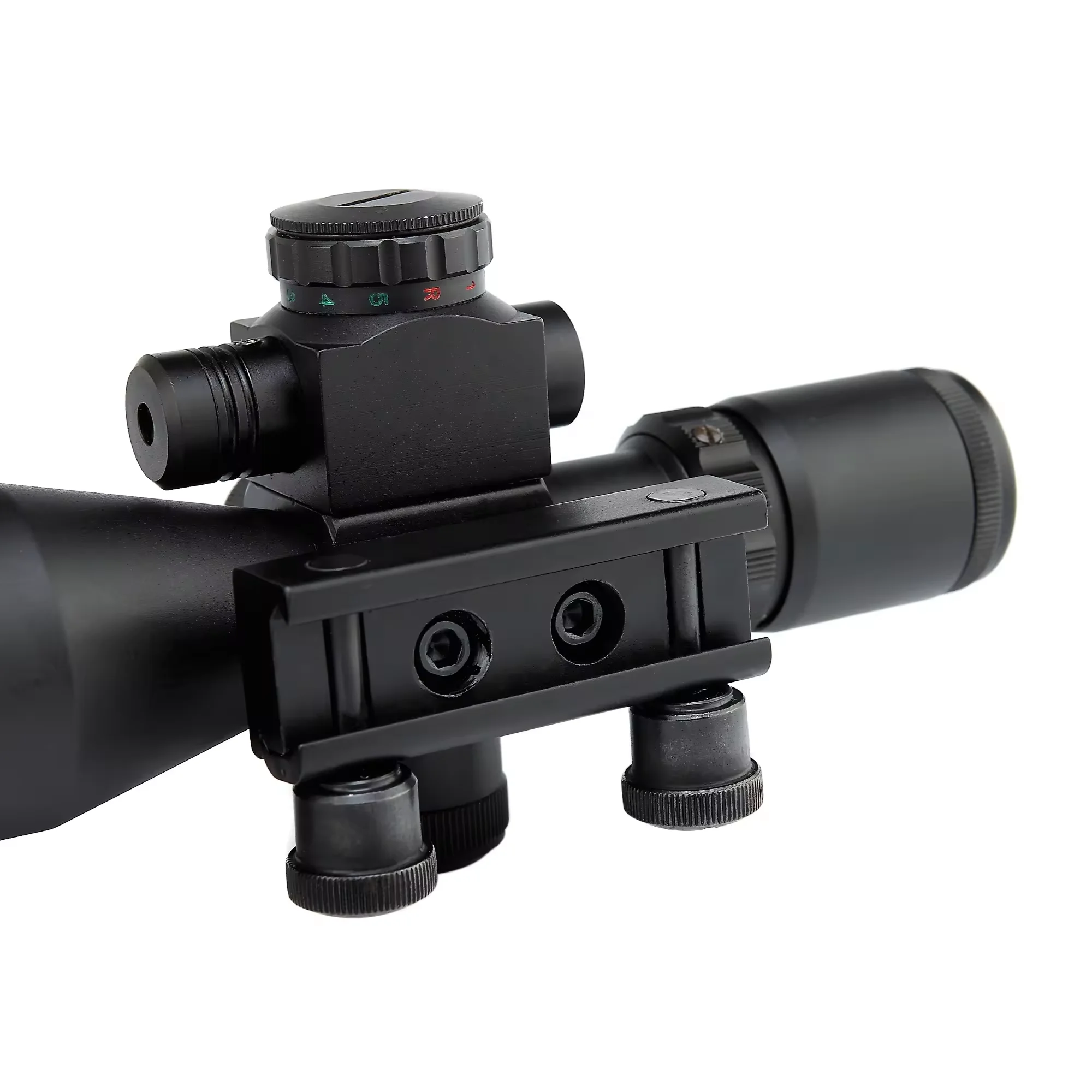 Dual Illuminated 2.5-10x40 Laser Sight Scope Cut Sunshade for Outdoors Metal Material 10X Magnification