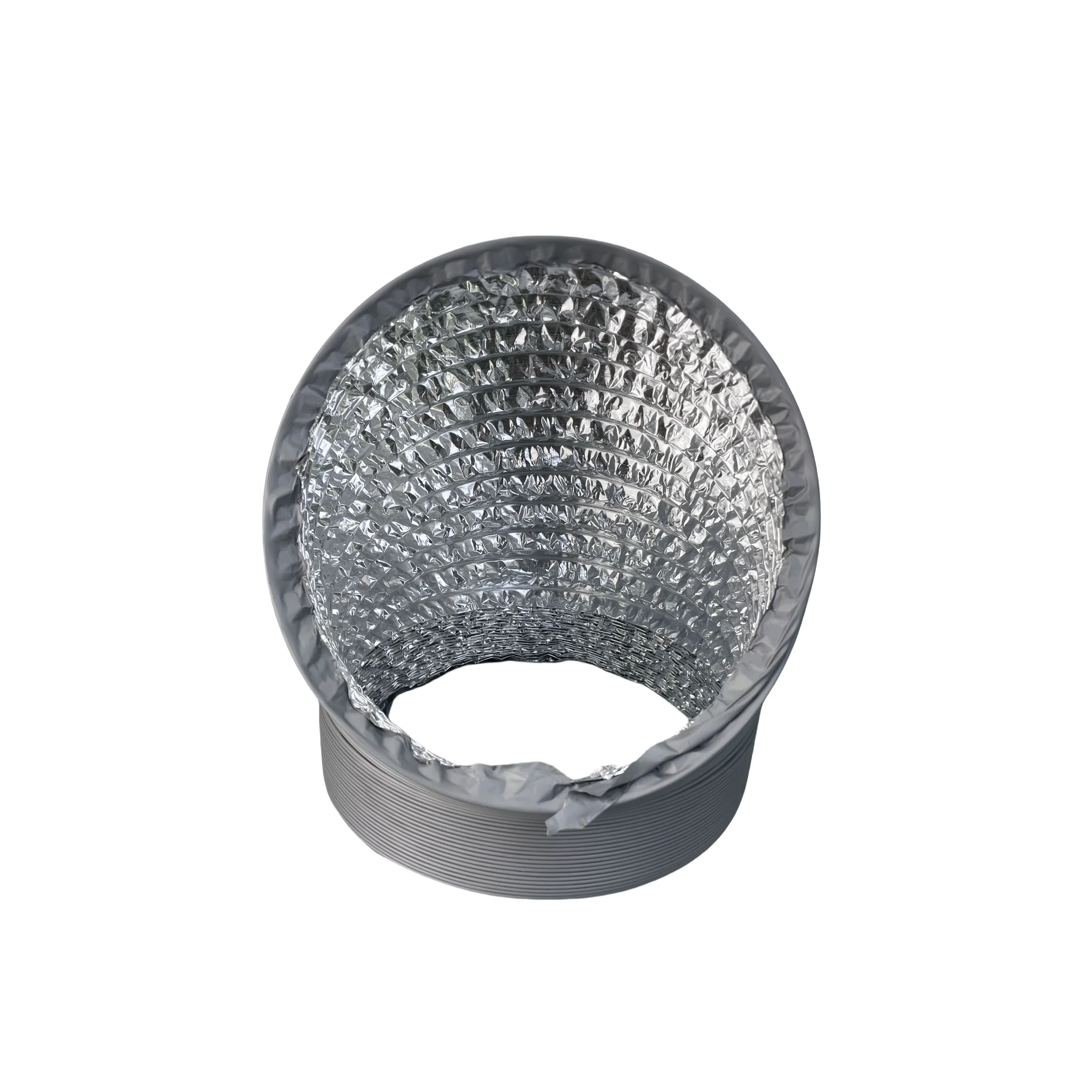 Customized Size Gray Pvc Aluminum Foil Composite  Pipe Flexible Hose Antiflaming Ventilation Pipe  Fire Rated Flexible air Duct