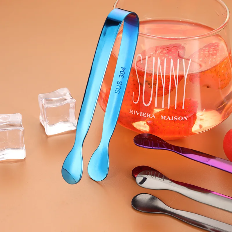 Stainless Steel Ice Tongs Golden Sugar Ice Tongs Mini Metal Kitchen Food Service Tongs Tea Bar Kitchen Accessories