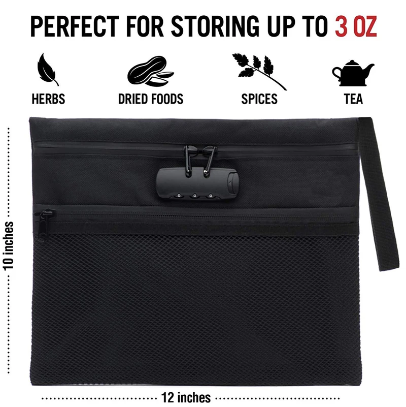 Pocket Smell Proof Bag with Combination Lock and Activated Carbon Lining