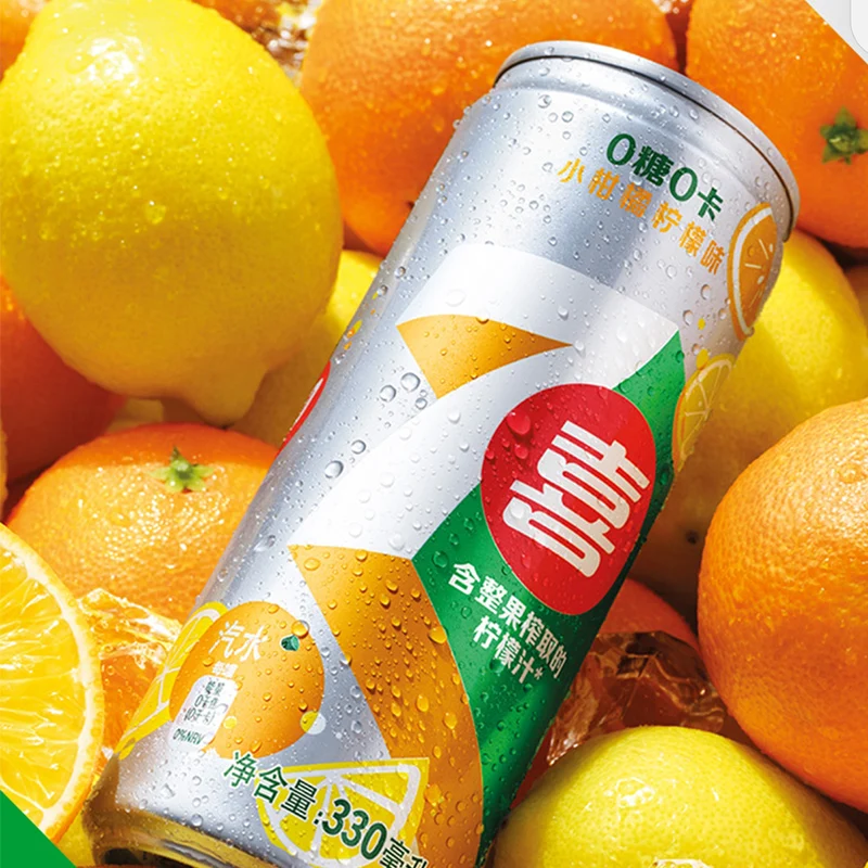 Wholesale sugar free small citrus lemon flavored soda carbonated beverage 330ml soft drinks