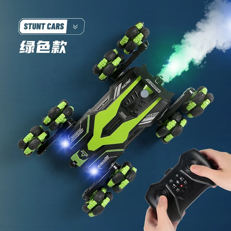 Высокая Скорость RC автомобили 8 колес спрей трюк гоночный автомобиль дистанционное управление Зарядка автомобиля с легкой музыкой Led р/у