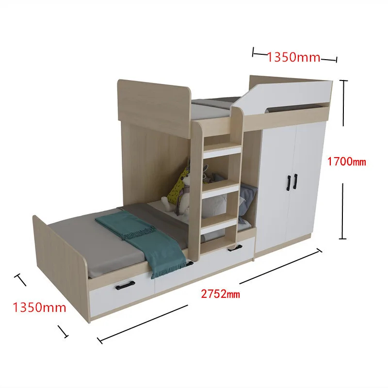 Amazon Hot Selling Custom Modern Wood Children Folding Bunk Bed With Slide